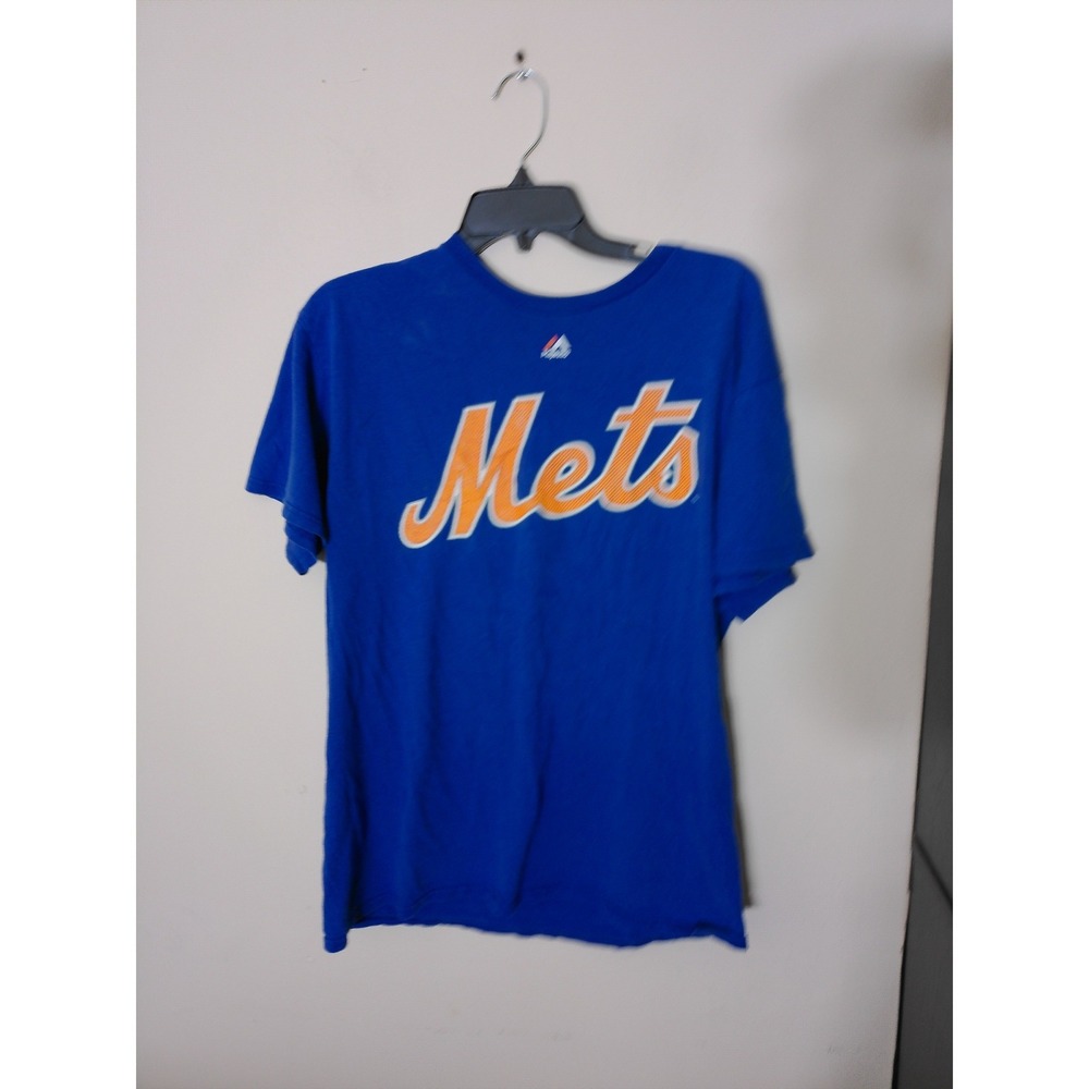 Majestic New York Mets T Shirt Mens Large Blue Syndergaard 34 MLB Baseball Tee